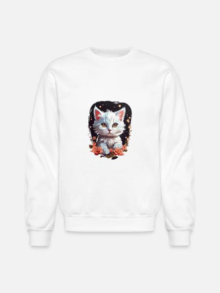 Cute Cat - Unisex Crewneck Sweatshirt - white