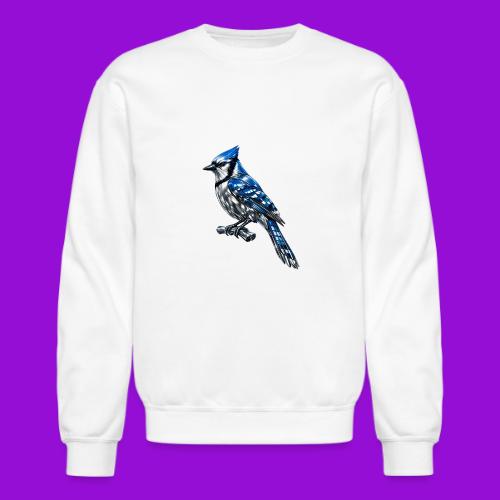 Silver Blue Jay on Perch + Flight Stages 2-print - Unisex Crewneck Sweatshirt