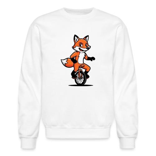 Unicycle Fox Cartoon - Unisex Crewneck Sweatshirt