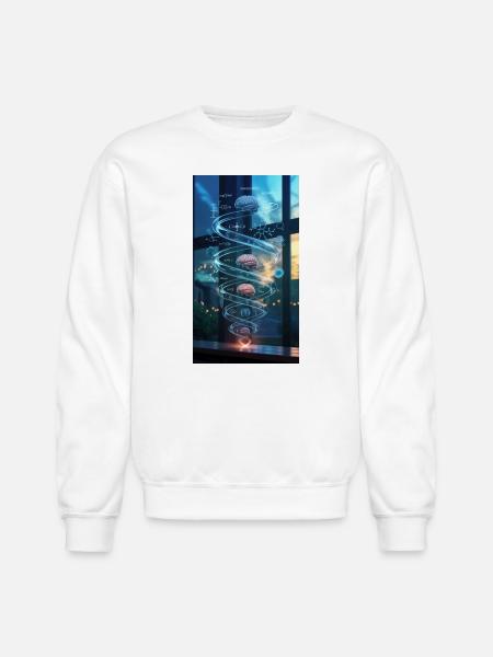 Neon Brain Spiral Science - Unisex Crewneck Sweatshirt - white