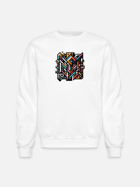 Abstract Geometric Tech Art - Unisex Crewneck Sweatshirt - white