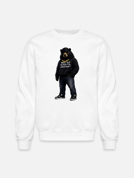 Midnight Bear Hoodie Pun - Unisex Crewneck Sweatshirt - white