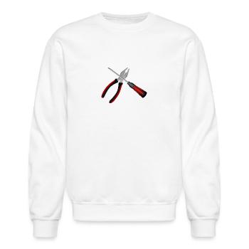 Power - Unisex Crewneck Sweatshirt - white - Front - AI Model Female 172 light (172cm) & AI Model Male 185 dark (185cm)
