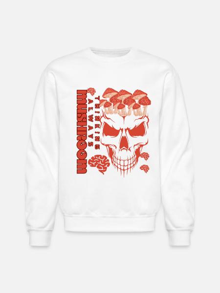 Thinking always mushrooms - Unisex Crewneck Sweatshirt - white