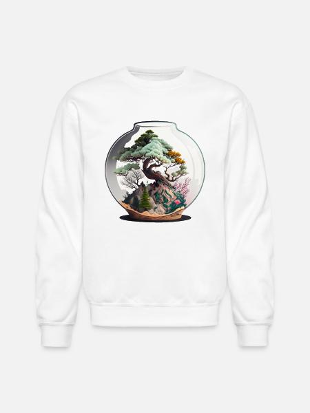 Bonsai Tree Terrarium - Unisex Crewneck Sweatshirt - white