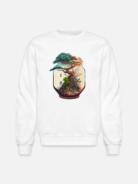Bonsai Tree Terrarium - Unisex Crewneck Sweatshirt - white