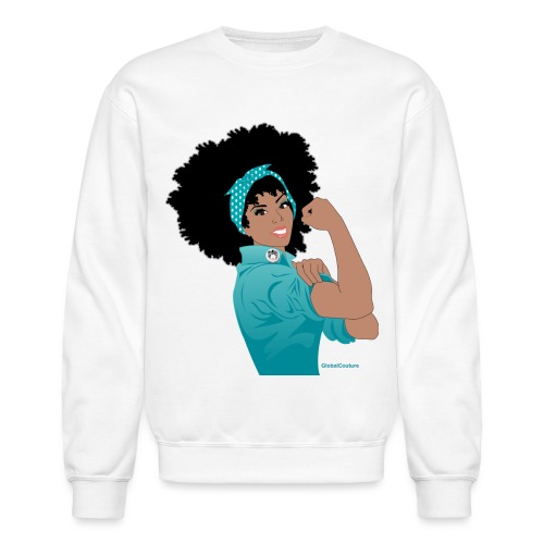 GlobalCouture WeCanDoIt TEAL Girl RGB png - Unisex Crewneck Sweatshirt