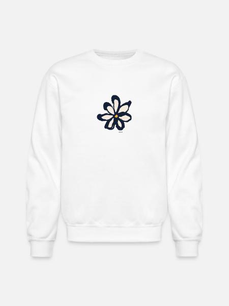 Mono Sketch Flower - Unisex Crewneck Sweatshirt - white
