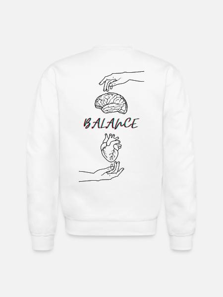 The Balance = Brain & Heart - Unisex Crewneck Sweatshirt - white