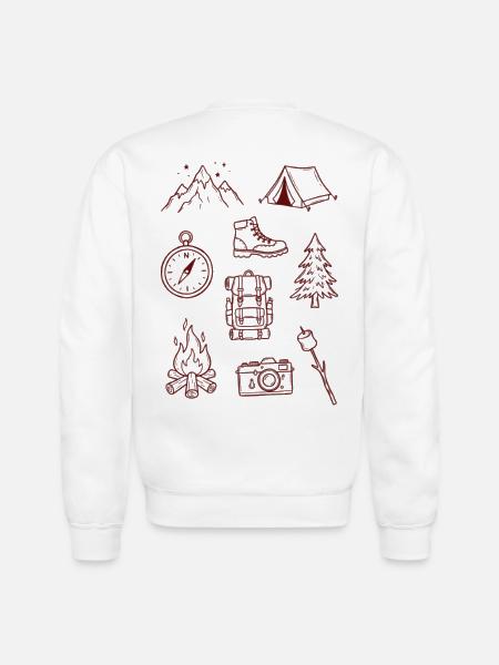 Adventure Enthusiast Camping Doodle Collage - Unisex Crewneck Sweatshirt - white