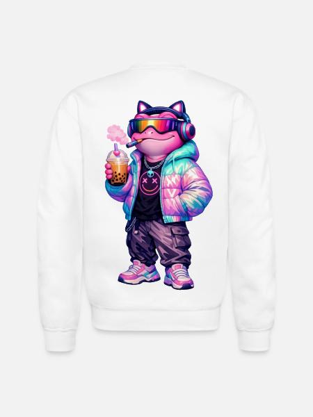 Retro CyberPunk Frog - Unisex Crewneck Sweatshirt - white