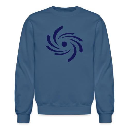 Sudadera unisex de cuello redondo con el símbolo de huracán azul oscuro de Huracanes Caribe
