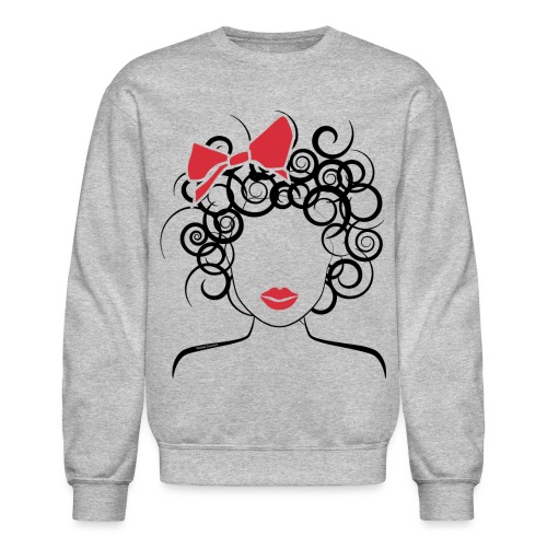 Curly Girl with Red Bow - Unisex Crewneck Sweatshirt