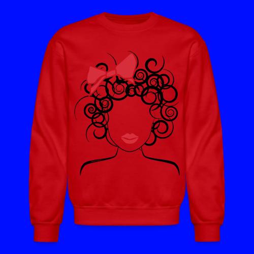 Curly Girl with Red Bow - Unisex Crewneck Sweatshirt