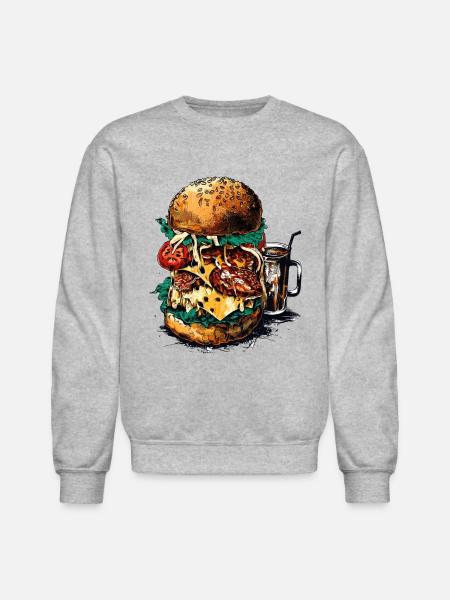 Burger Pizza Meal - Unisex Crewneck Sweatshirt - heather gray