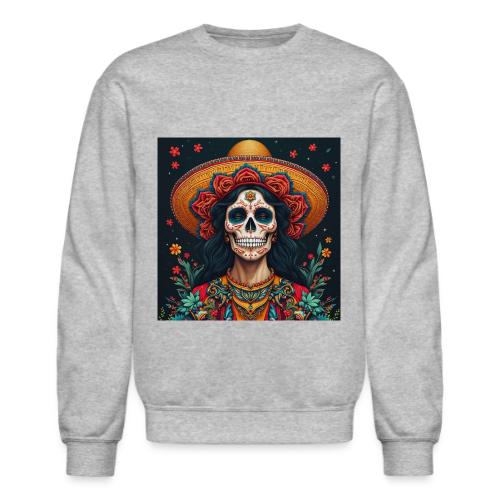 Charra Skull Art | Traditional Mexican Design - Unisex Crewneck Sweatshirt