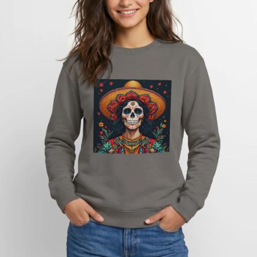 Charra Skull Art | Traditional Mexican Design - Unisex Crewneck Sweatshirt