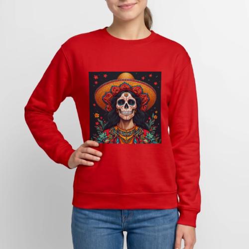 Charra Skull Art | Traditional Mexican Design - Unisex Crewneck Sweatshirt
