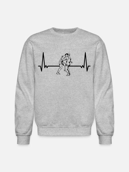 Heartbeat Wrestling ECG Wrestle Wrestler - Unisex Crewneck Sweatshirt - heather gray