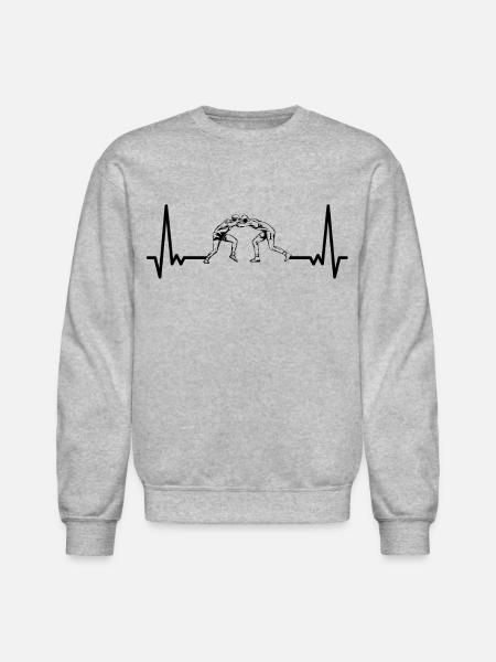 Heartbeat Wrestling ECG Wrestle Wrestler - Unisex Crewneck Sweatshirt - heather gray