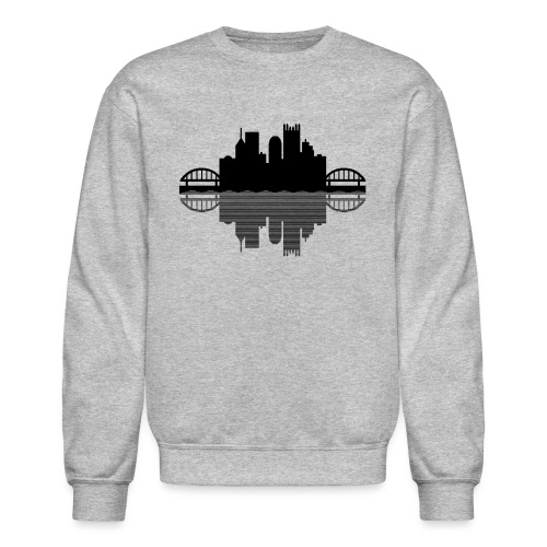 Pittsburgh Skyline Reflection (Black) - Unisex Crewneck Sweatshirt