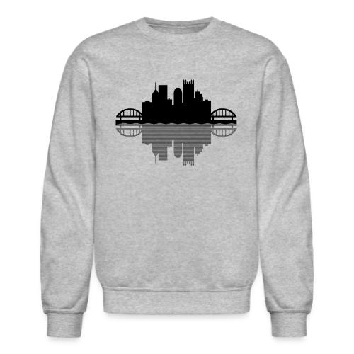 Pittsburgh Skyline Reflection (Black) - Unisex Crewneck Sweatshirt