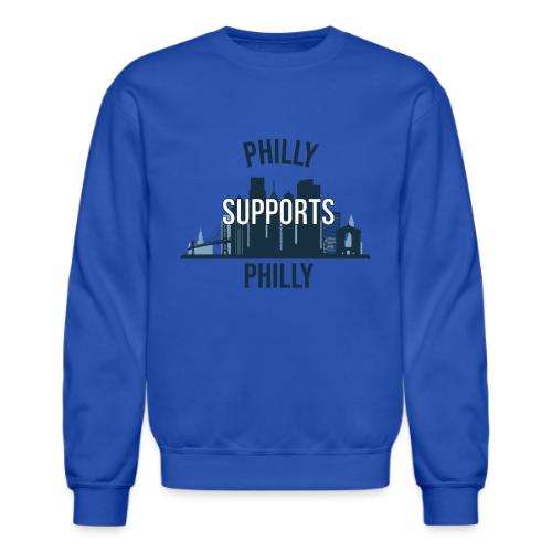 Philly Supports Philly skyline blue transparentbg - Unisex Crewneck Sweatshirt