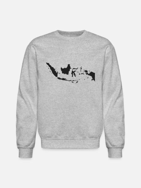 Indonesia Map in Black - Unisex Crewneck Sweatshirt - heather gray