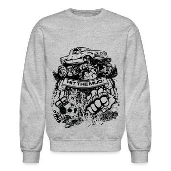 Mudding Truck - Unisex Crewneck Sweatshirt - heather gray - Front - AI Model Female 172 light (172cm) & AI Model Male 185 dark (185cm)