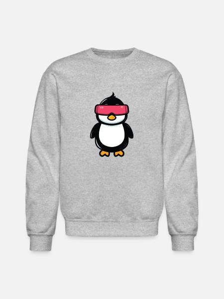 VR penguin - Unisex Crewneck Sweatshirt - heather gray