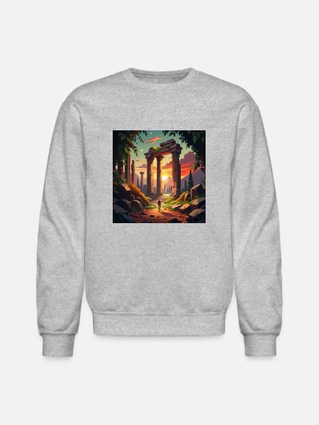 Exploring Ancient Ruins - Unisex Crewneck Sweatshirt - heather gray