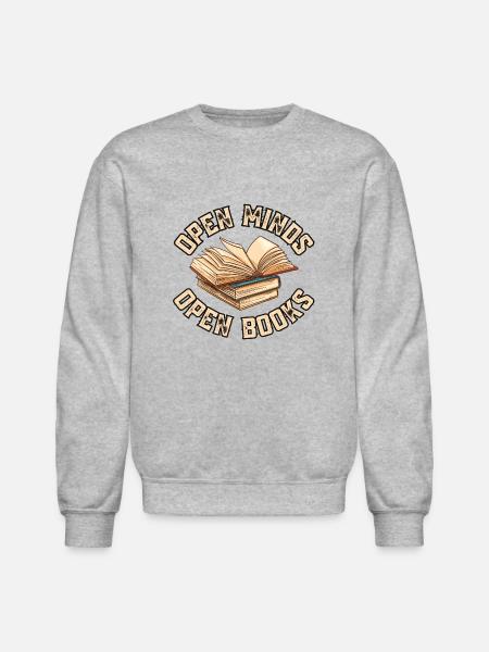 Open Minds Open Books - Unisex Crewneck Sweatshirt - heather gray