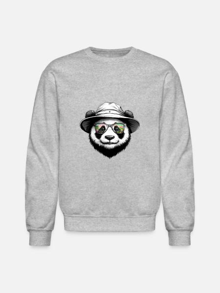 Panda Bucket Hat - Unisex Crewneck Sweatshirt - heather gray
