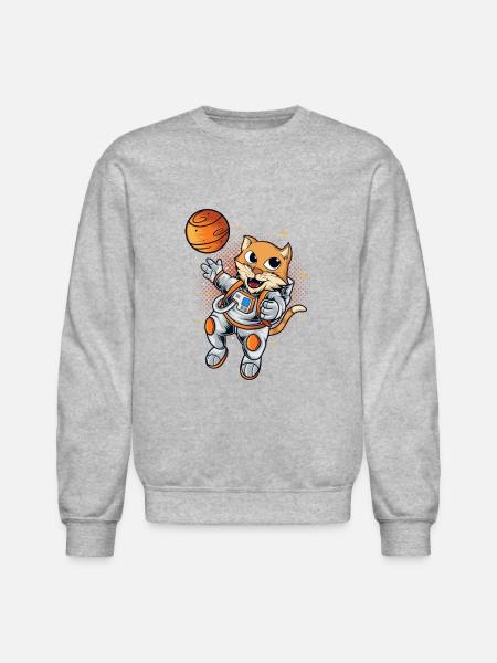 Cat Space Planet - Unisex Crewneck Sweatshirt - heather gray
