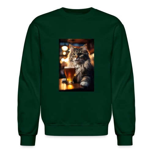 Bright Eyed Beer Cat - Unisex Crewneck Sweatshirt
