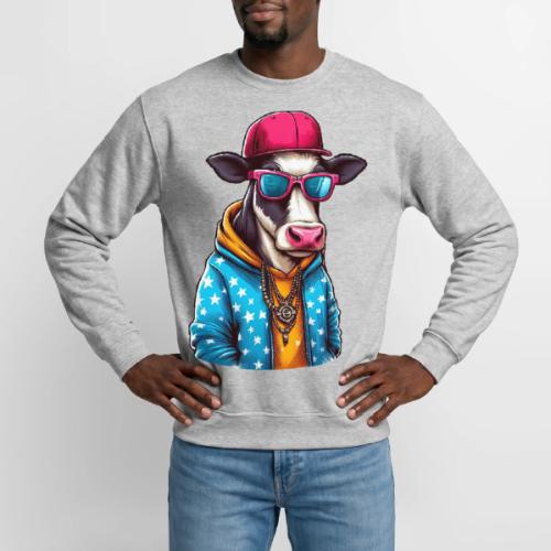 Gangster Cow Wearing a Cap - Unisex Crewneck Sweatshirt
