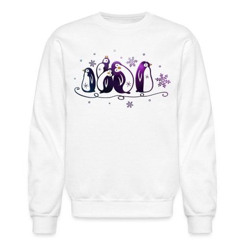 Purple penguins with snowflakes. Winter, snow and - Unisex Crewneck Sweatshirt