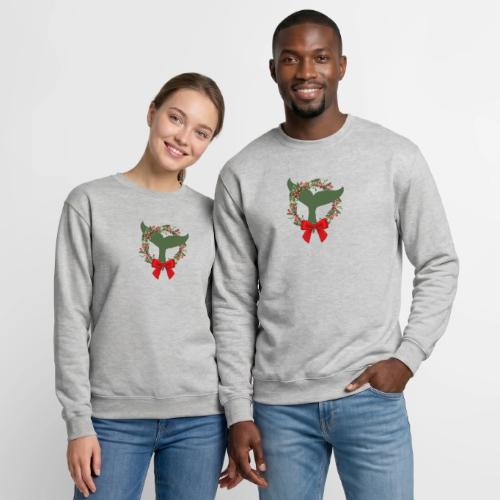 Holiday Whale Tail Wreath - Unisex Crewneck Sweatshirt