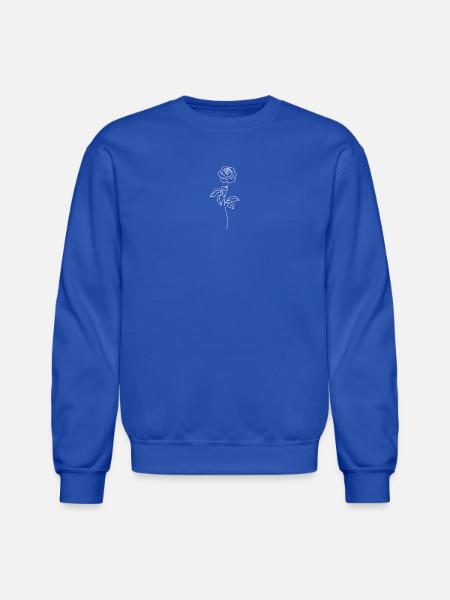 Minimalist Rose Line Art - Unisex Crewneck Sweatshirt - royal blue