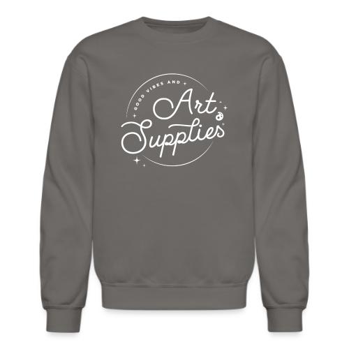 Good Vibes and Art Supplies White - Unisex Crewneck Sweatshirt