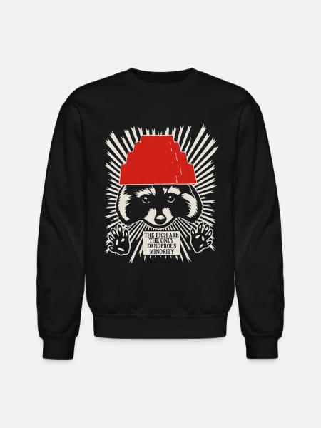Raccoon DEVO Hat Poster – Bold Political Art Print - Unisex Crewneck Sweatshirt - black