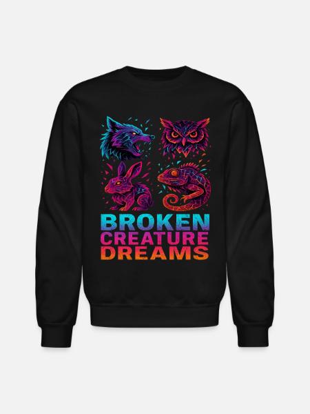 Bizarre Abstract Animals Broken Creatures - Unisex Crewneck Sweatshirt - black