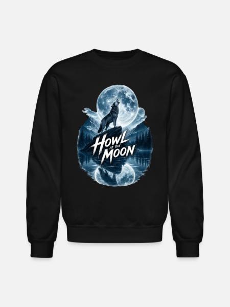 Howl Moon Wolf - Unisex Crewneck Sweatshirt - black