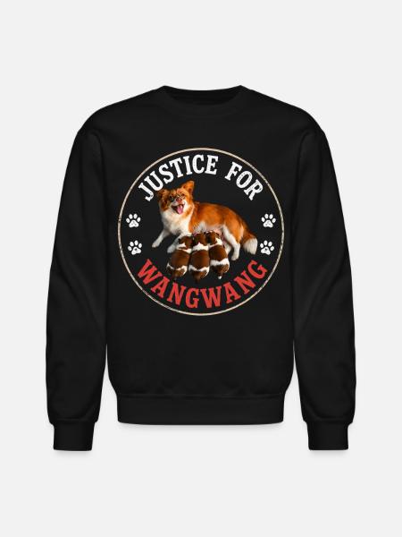 Justice For Wangwang Dog - Unisex Crewneck Sweatshirt - black