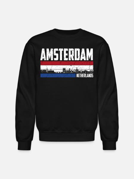 Amsterdam, Netherlands - Unisex Crewneck Sweatshirt - black