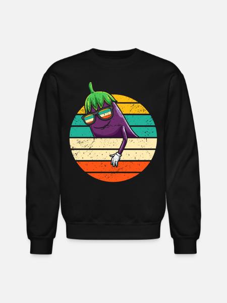 Eggplant Fruit Vegetable Vegetarian - Unisex Crewneck Sweatshirt - black