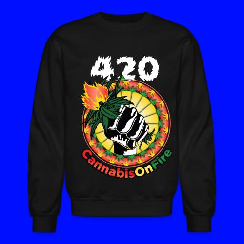 Whimsical 420 OnFire Time Weed Marijuana Design - Unisex Crewneck Sweatshirt