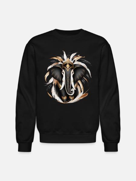 Golden Elephant - Unisex Crewneck Sweatshirt - black
