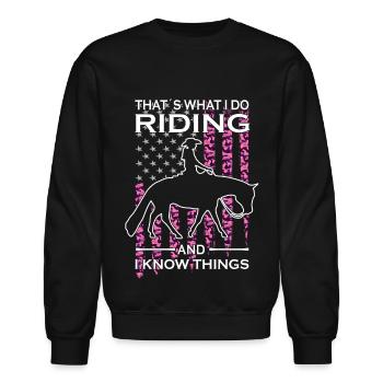 Western Riding - Western Equestrian Western Horse - Unisex Crewneck Sweatshirt - black - Front - AI Model Female 172 light (172cm) & AI Model Male 185 light (185cm)