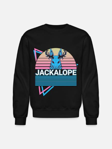 Jackalope Retro Cryptid Cryptozoology - Unisex Crewneck Sweatshirt - black